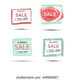 Set of 4  summer discount cards design. Can be used for social media sale website, poster, flyer, email, newsletter, ads, promotional material. Mobile banner template.