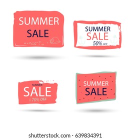 Set of 4  summer discount cards design. Can be used for social media sale website, poster, flyer, email, newsletter, ads, promotional material. Mobile banner template.