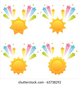 set of 4 suns with star splashes