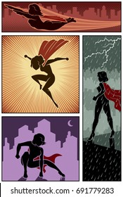 Set Of 4 Super Heroine Banners. 