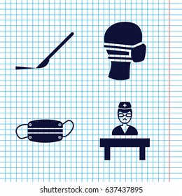 Set of 4 surgeon filled icons such as scalpel, medical mask