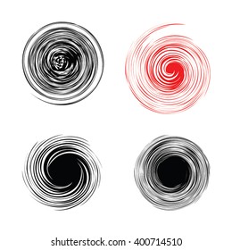 Set of 4 swirls abstract shape - vector design elements, grunge backgrounds. 4 various swirly shape collection, isolated on white.