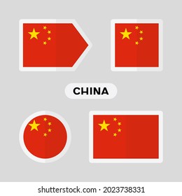 Set of 4 symbols with the flag of China.