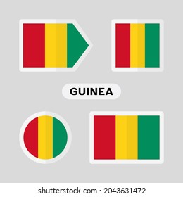 Satz von 4 Symbolen mit der Flagge von Guinea.