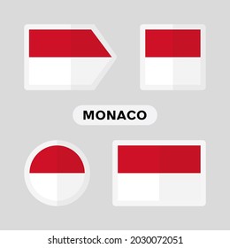 Satz von 4 Symbolen mit der Flagge von Monaco.
