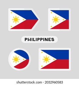 Conjunto de 4 símbolos con la bandera de Filipinas. 