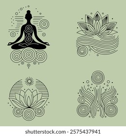 Set of 4 symbols Yoga Harmony logos