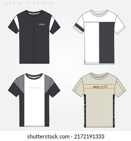 set 4 t shirt, tee template