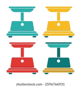 set of 4 Tabletop scales icons of vector design isolated on a white background
