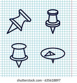 Set of 4 tack outline icons such as