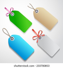  set of 4 tags on a white background