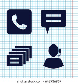 Set of 4 talk filled icons such as call, message, support