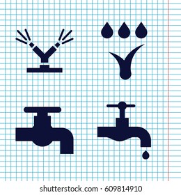 Set of 4 tap filled icons such as a tap