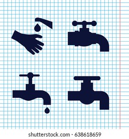 Set of 4 tap filled icons such as tap