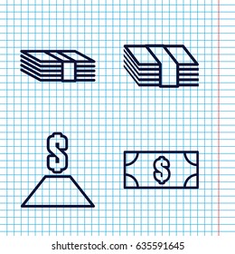 Set of 4 tax outline icons such as money