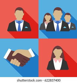 Set of 4 team icon concept for web and ui design. Flat Vector illustration.