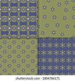 Set of 4 tender seamless pattern. Delicate background for design, fabric, paper, cover, packaging, home textile, wrapping, scrapbooking and wallpapers. Vector	
