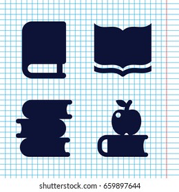 Set of 4 textbook filled icons such as book