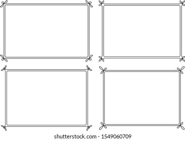 Set of 4 thin decorative frames in mono line style