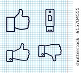 Set of 4 thumb outline icons such as thumb up, dislike
