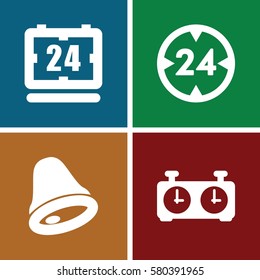 Set of 4 Time filled icons such as 24 hour, clock