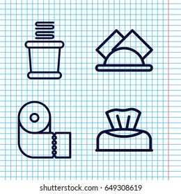 Set of 4 towel outline icons such as baby napkin, paper towel, towels