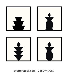 Set of 4 Traditional Moroccan Tent Motifs. Vector Decorative Elements