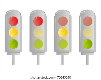 set of 4 traffic lights