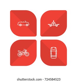Set Of 4 Traffic Outline Icons Set.Collection Of Top, Airplane, Motorcycle And Other Elements.