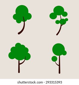 Set of 4 tree icon vector