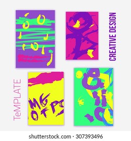 Set of 4 trendy poster design cards. Hand Drawn illustration for Wedding day, anniversary, birthday, Valentin's day, party invitations, invite or save the date. Vector.