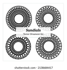 Un conjunto de 4 ornamentos vectoriales de moda para el diseño gráfico. 