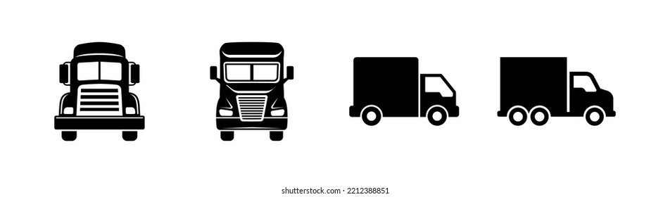 Set of 4 truck icon, flat glyph style, isolated on white, clipart design template
