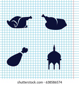 Set of 4 turkey filled icons such as mosque, chicken