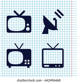 Set of 4 tv filled icons such as tv
