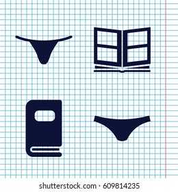 Set of 4 type filled icons such as female underwear