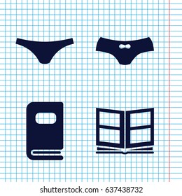 Set of 4 type filled icons such as female underwear
