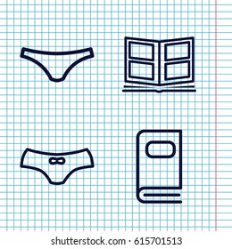 Set of 4 type outline icons such as female underwear