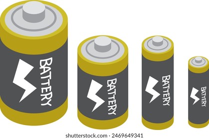 Set of 4 types of dry batteries