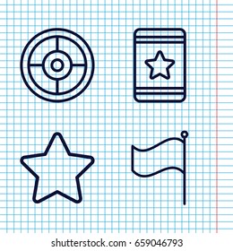 Set of 4 ui outline icons such as star, flag