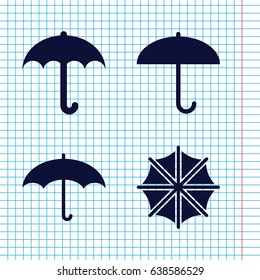 Set of 4 umbrella filled icons such as