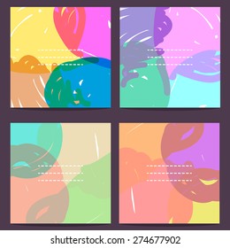 Set of 4 universal cards. Hand Drawn.Vector EPS10