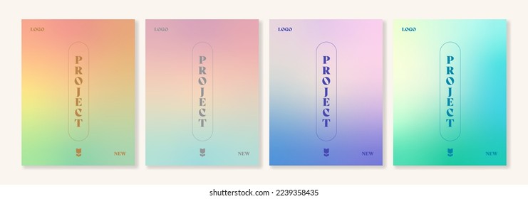 Set 4 universal cover templates and colorful gradient backgrounds in modern style  For brochures  booklets  catalogues  posters  branding  social media  business cards   other projects  