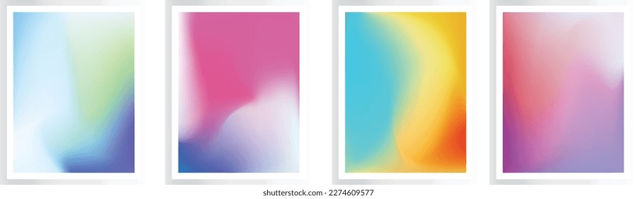 Set of 4 universal gradient backgrounds with soft transitions. For covers, wallpapers, branding, social media and many other projects with white background