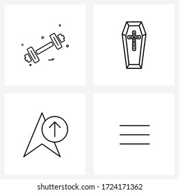 Set von 4 Universellen-Symbolen für den Fitnessraum; Maus; Hantel; beängstigend; Vektorgrafik prüfen