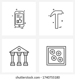 Set of 4 Universal Line Icons of mobile; business; ui; hardware; carpet Vector Illustration