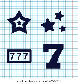 Set of 4 value filled icons such as 7 number