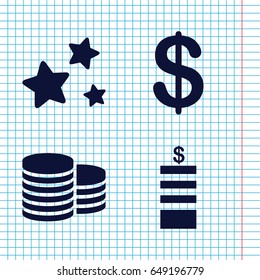 Set of 4 value filled icons such as coin