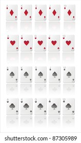 set of 4 variations of royal flushes