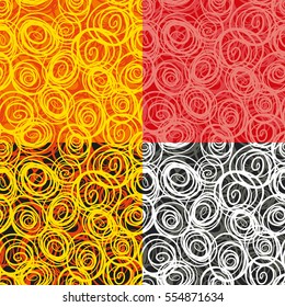 Set of 4 vector abstract seamless pattern with roses. Floral wallpaper with stylized flowers